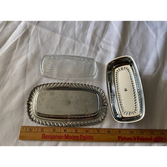 Vintage MCM Aluminum Butter Dish with Glass Plate - Picture 2 of 4